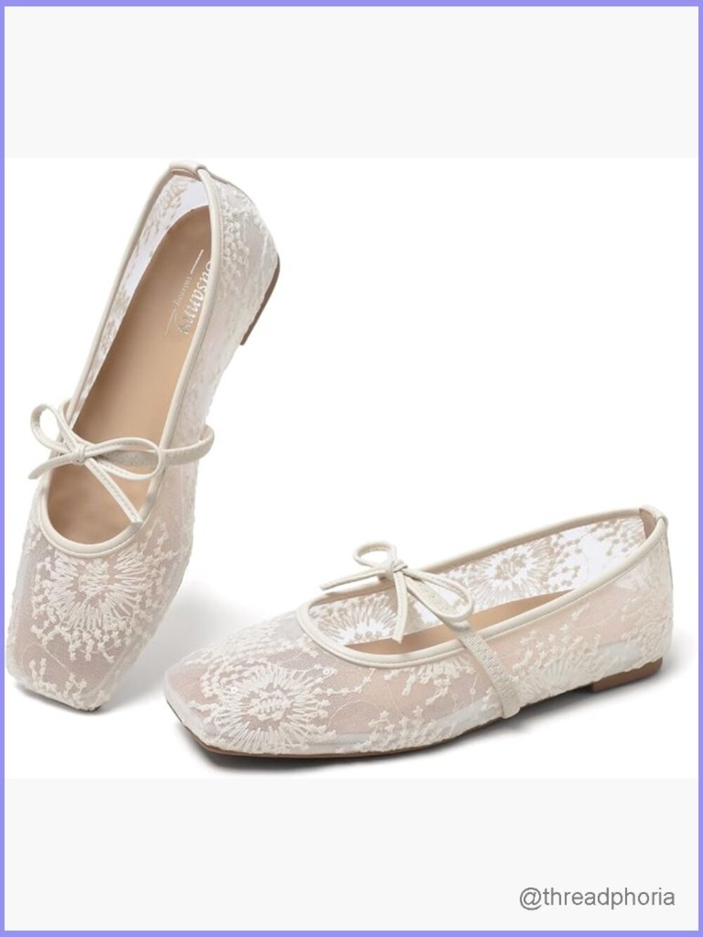 Square Toe Ballet Flats Mary Jane Shoes with Strap Lace Up Bow Flat Shoes